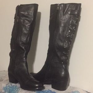 Leather studded boots